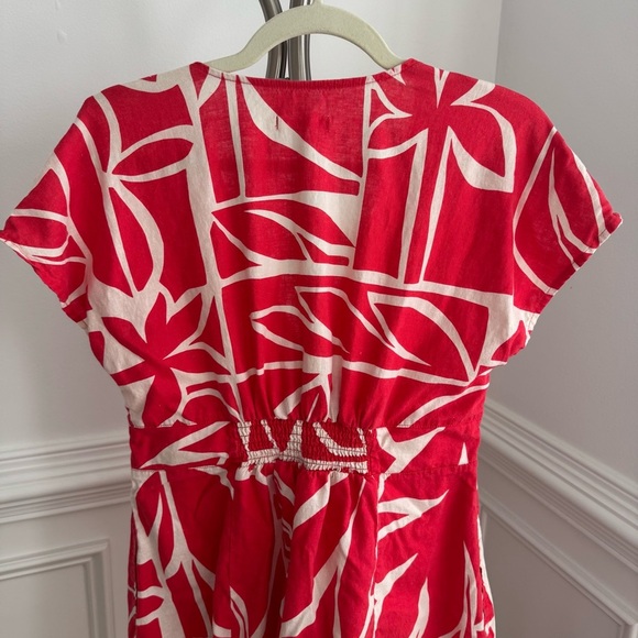 MARINE LAYER Camila Mini Dress Red and White V-Neck Size Medium - Picture 10 of 11